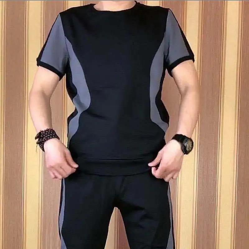 Bộ Thời Trang Nam Mùa Hè, Áo Thun ngắn Tay Sành Điệu, Quần Áo Hai Mảnh Thể Thao Thường Ngày Khối Màu, Quần Áo Mùa Hè, 4991 Phản Hồi Tích Cực, 2025 4