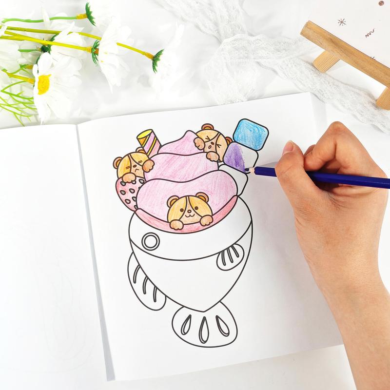 Food Drink Pattern Coloring Book, Bread and Sweets Coloring Book, Bold and Easy Coloring Book, Simple and Large Design Coloring Book for Adults & Teens 3