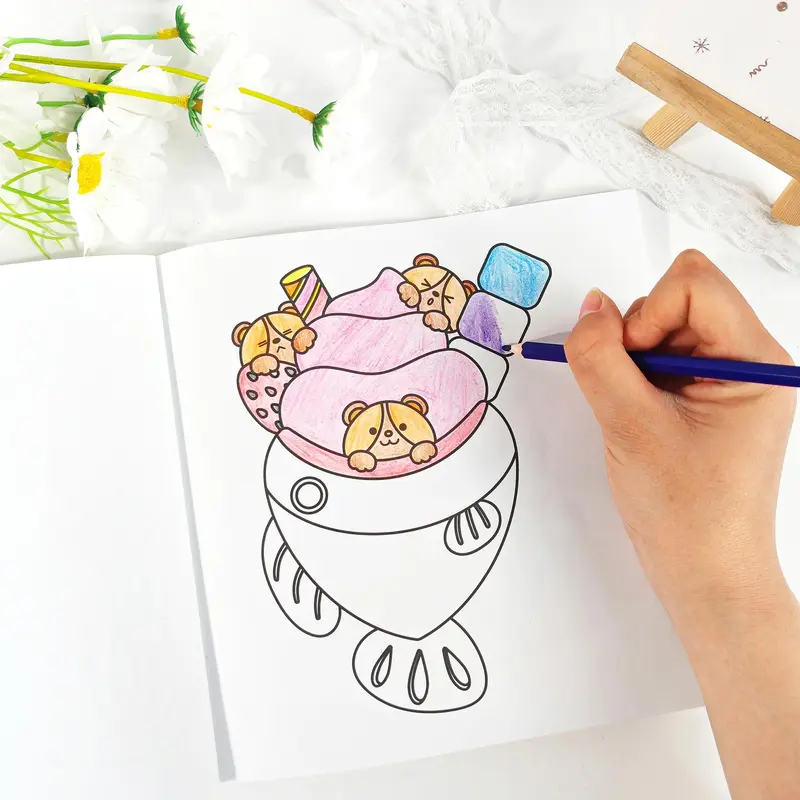 Food Drink Pattern Coloring Book, Bread and Sweets Coloring Book, Bold and Easy Coloring Book, Simple and Large Design Coloring Book for Adults & Teens 3
