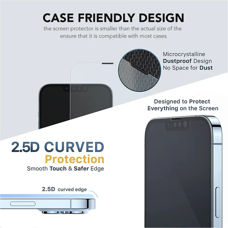 AMINO Anti Dust Tempered Glass Untuk Iphone XR 11 15 16 Pro Max 16 Plus 16e 15 Plus 14 Pro Max 14 Plus 13 Pro Max 12 Pro Max 11 Pro Max X XS XS MAX Screen Protector Full Cover Anti Gores Anti Debu Dustproof Mesh 3