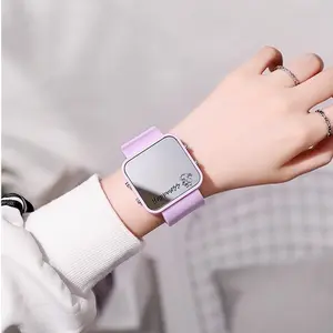 Jam Tangan Cermin Persegi Wanita / Pria Student Couple Trend Elektronik Led Sport Ins Luminous Versi Korea Watches