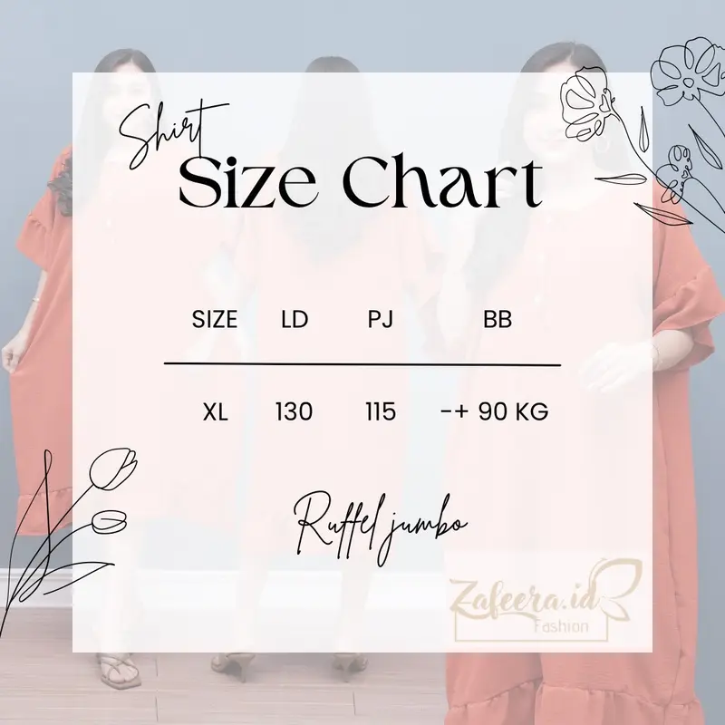 Daster Jumbo Ruffel Big Size LD 130 baju tidur wanita 1