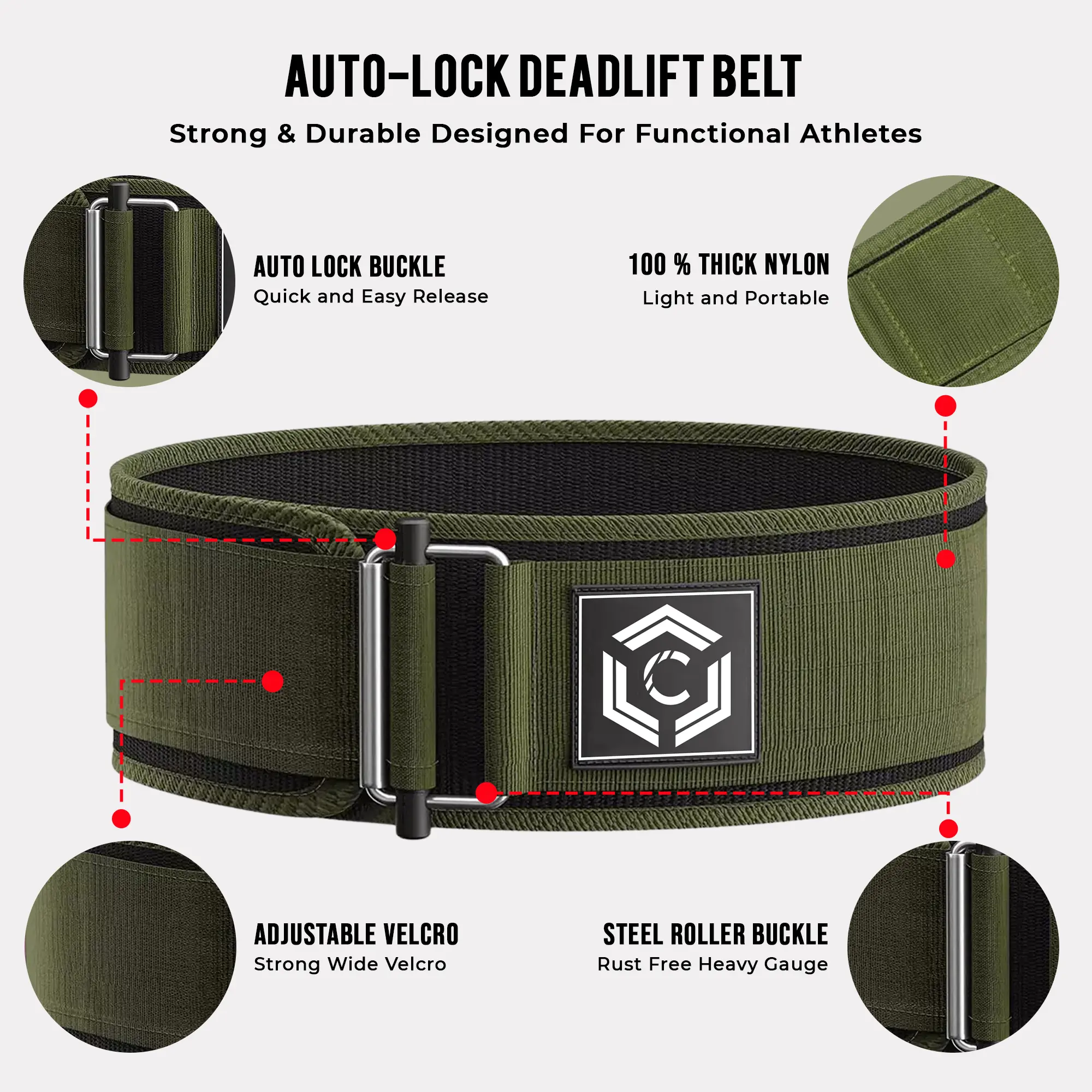 CoreNation Auto Lock Nylon Lifting Belt