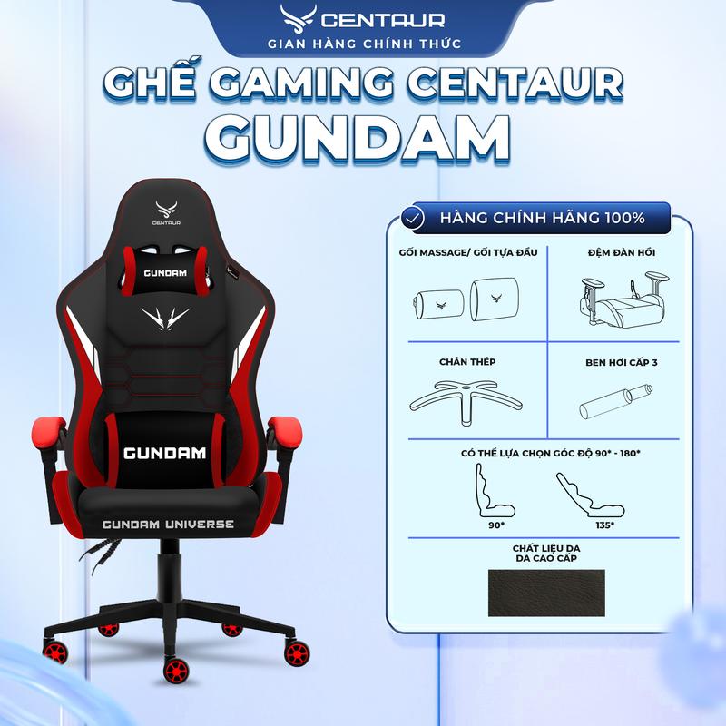 Ghế Gaming Centaur Gundam Universe - Khung Thép Chắc Chắn, Da PU Cao Cấp, Cơ Ngả 135 Độ | Centaur Việt Nam