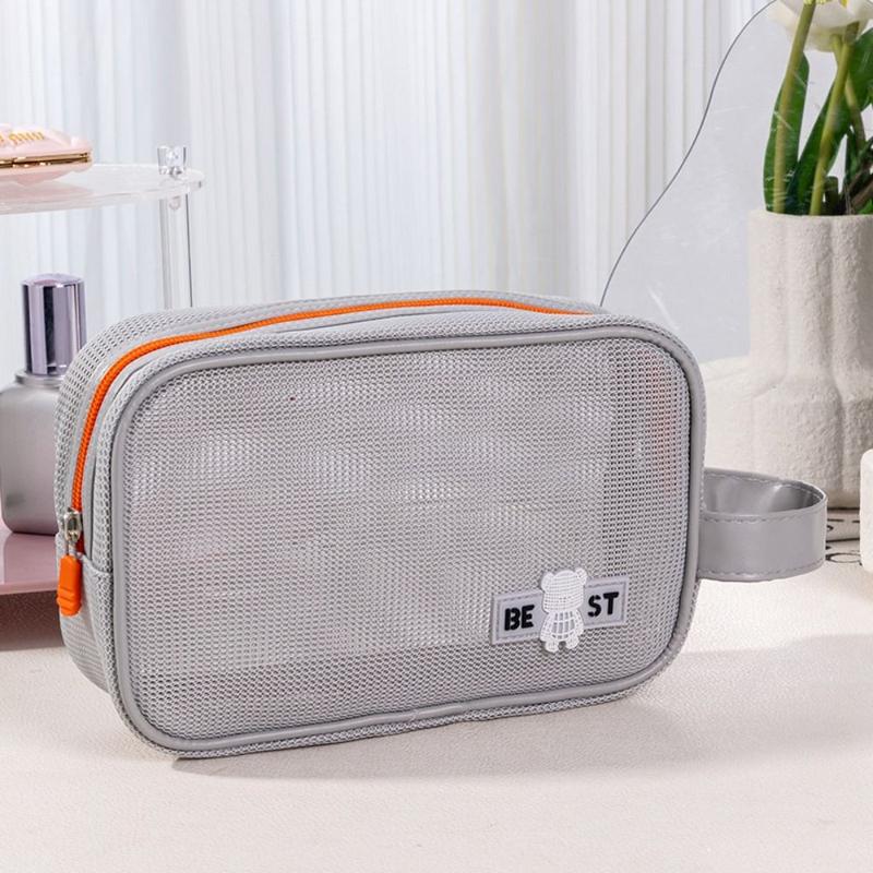 Túi Trang Điểm Lưới, Bền, Dung Tích Lớn, Có Tay Cầm, Túi Đựng Đồ Vệ Sinh Cá Nhân Túi Đựng Mỹ Phẩm Có Khóa Kéo Cầm Tay 4