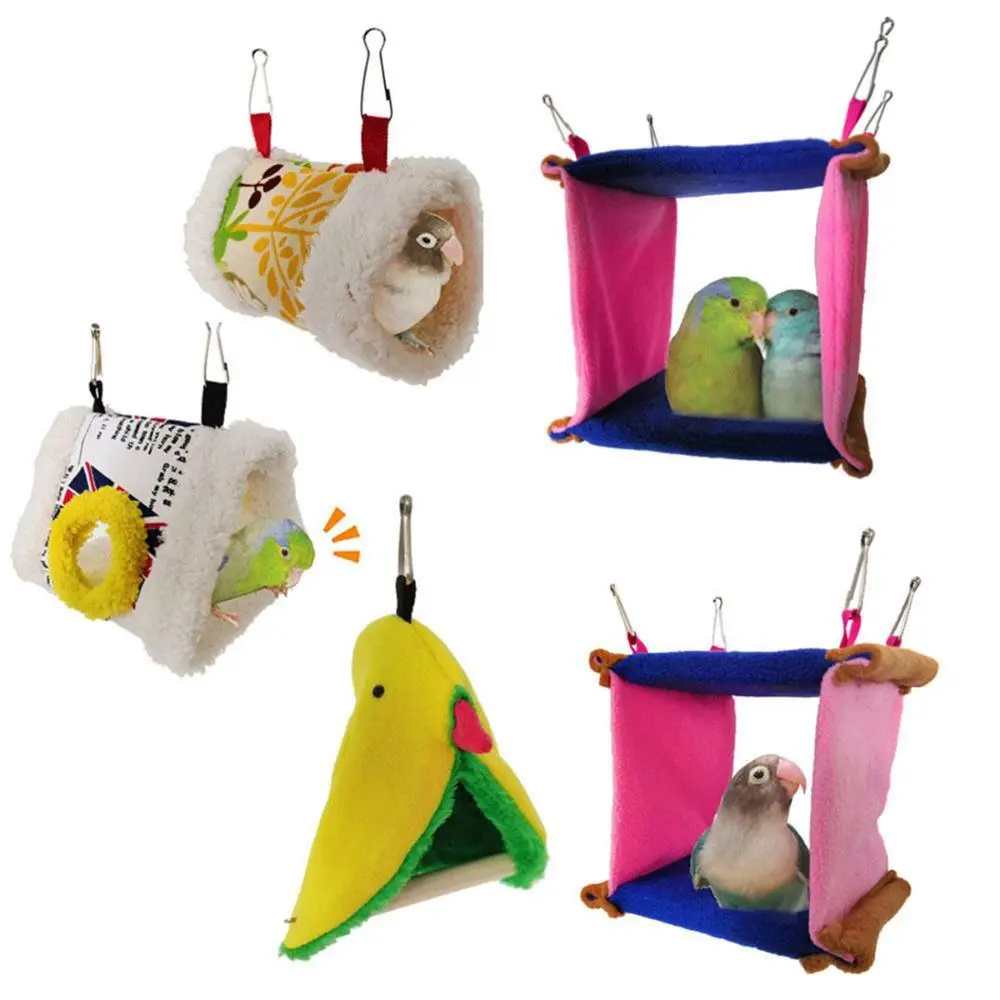 Soft Square Hanging House Cave Sleeping Bird Bed Hammock Tent Parrot Toy