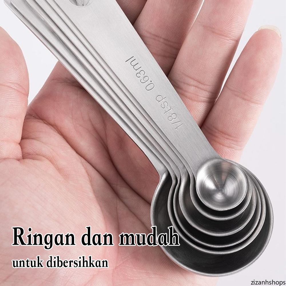 Set Sendok Pengukur 6 Pecahan Alat Dapur: Sendok Kopi, Roti, dan Timbangan Sendok Berbahan Stainless Steel Kualitas Tinggi