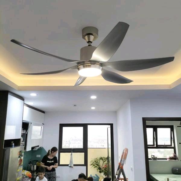 Quạt Trần 6 Cánh Vàng Bạc Trắng Cánh ABS sải 1m47 Động Cơ 5 Cấp Độ Có Tặng Kèm Móc Cao Su Treo Quạt Có Đèn Led Có Điều Khiển Từ Xa Bảo Hành 5 năm Fan quạt QuạT