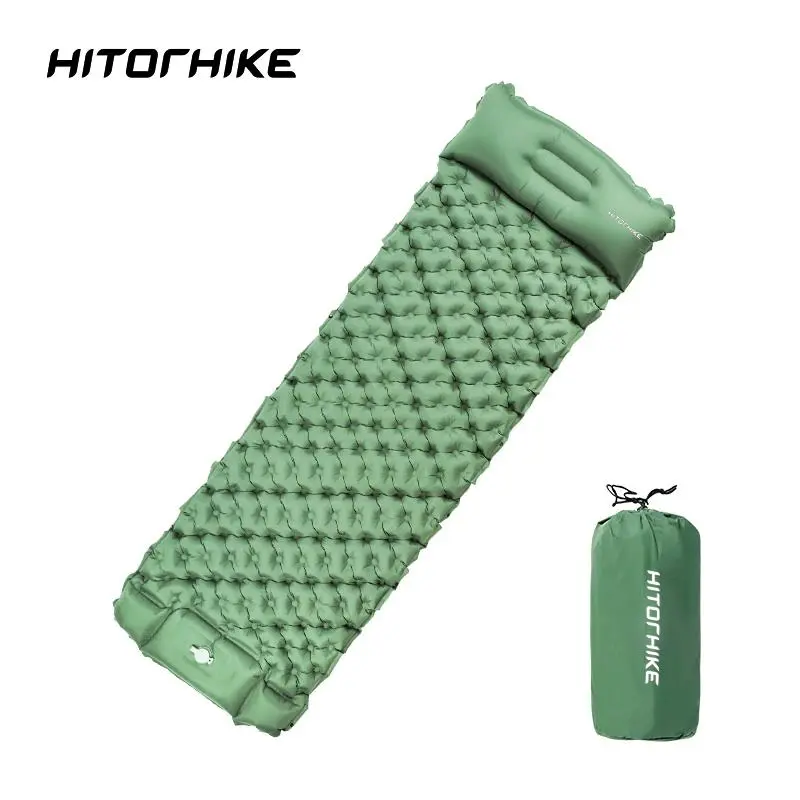 Waterproof Inflatable Sleeping Bag with Built-in Pillow, Convex Pattern Design Sleeping Mat with Foot Pump, Lightweight Camping Supplies