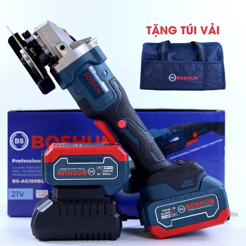   Mã INBAU300 giảm 10% đơn 250K  Máy mài pin Boshun BS-AG100BL Không chổi than - chạy pin motor ruột đồng 100% 