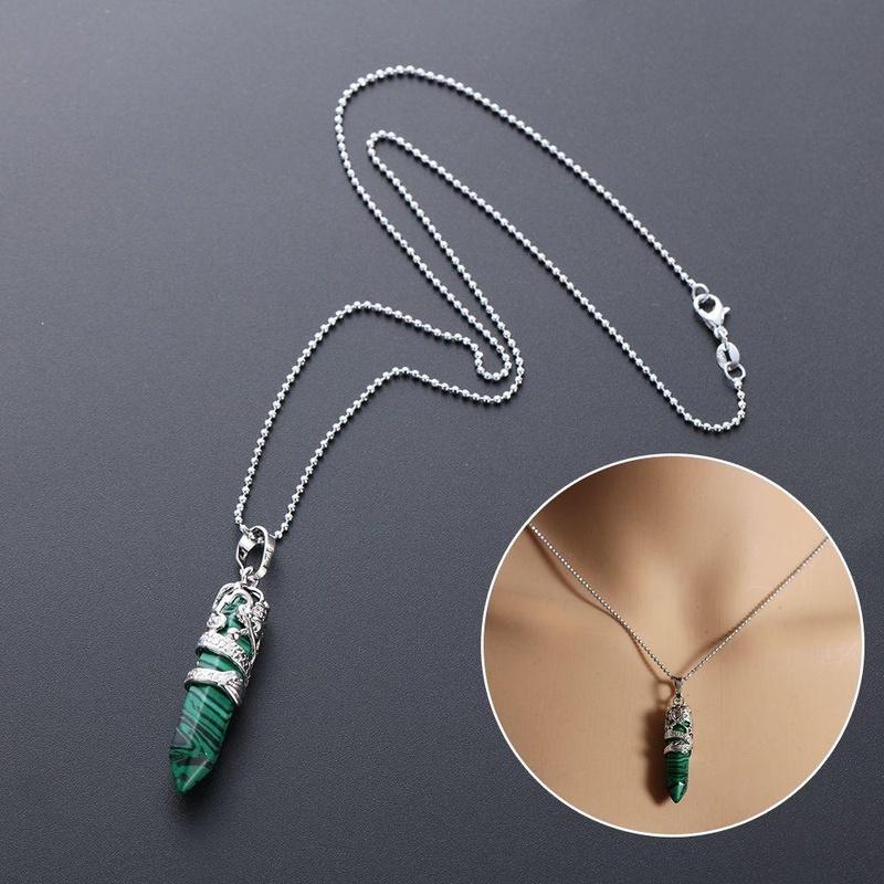 Vòng Cổ Mặt Dây Chuyền Đá Hình Rồng, 1 Chiếc, Cột Lục Giác, Dây Chuyền Xương Đòn, Phụ Kiện Trang Sức Thời Trang Cá Tính, Unisex 6