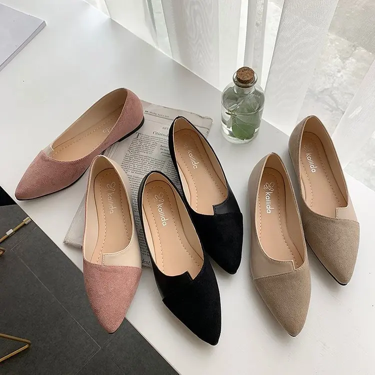 Spring New Women's Shoes Fashion Color Matching Evening Shoes Shallow Mouth Outer Wear Pointed Flat Small Single-Layer Shoes for Women Wholesale