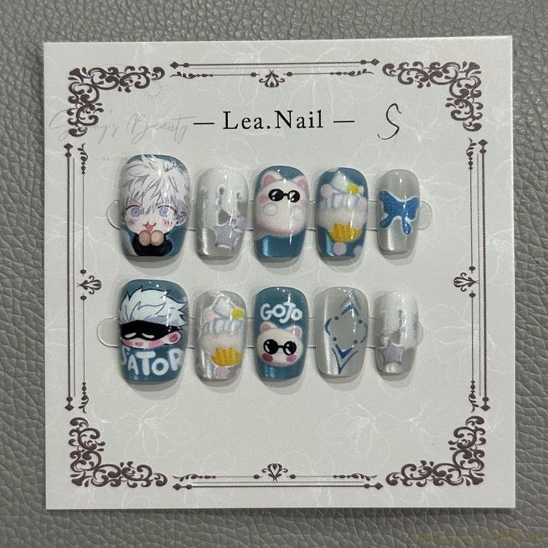 Miếng Dán Làm Móng Tay Thiết Kế Mắt Mèo Mới Hoạt Hình Phong Cách Chàng Trai Và Nam Tính Đẹp Trai 10 Miếng Có Thể Tháo Rời Thủ Công Thích Hợp Cho Trẻ Em Đeo Armor-M100 chà gót chân cầm nail box combo