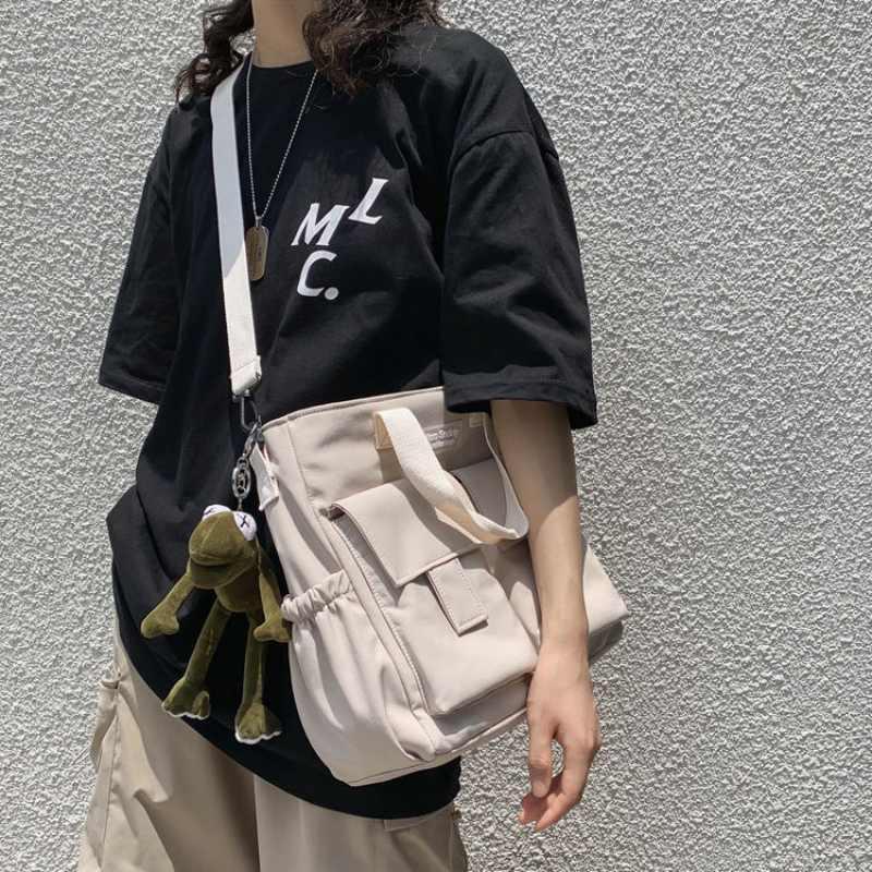 Canvas bag Japanese casual messenger bag student tooling large capacity backpack messenger bag 1