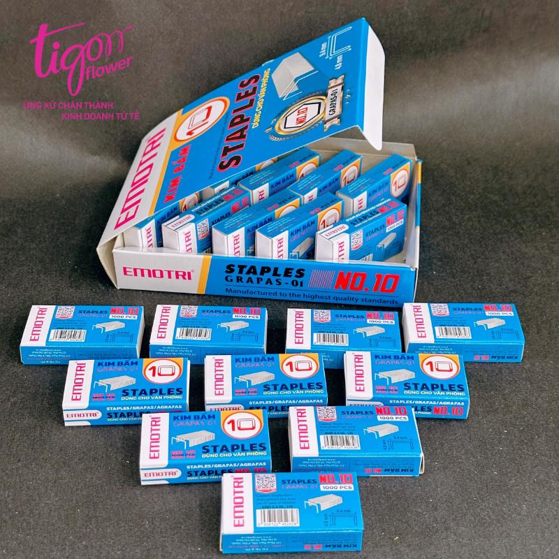  Hộp kim bấm số 10  hộp gồm 20 gói nhỏ  - dùng để bấm phụ kiện như giấy gói hoa vải bọc hoa ruy băng và văn phòng phẩm 