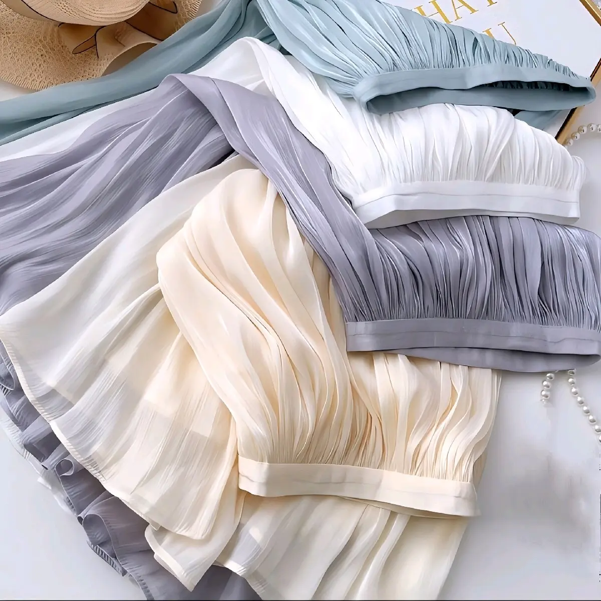Chân váy voan tơ óng 2 lớp Cạp chun co dãn