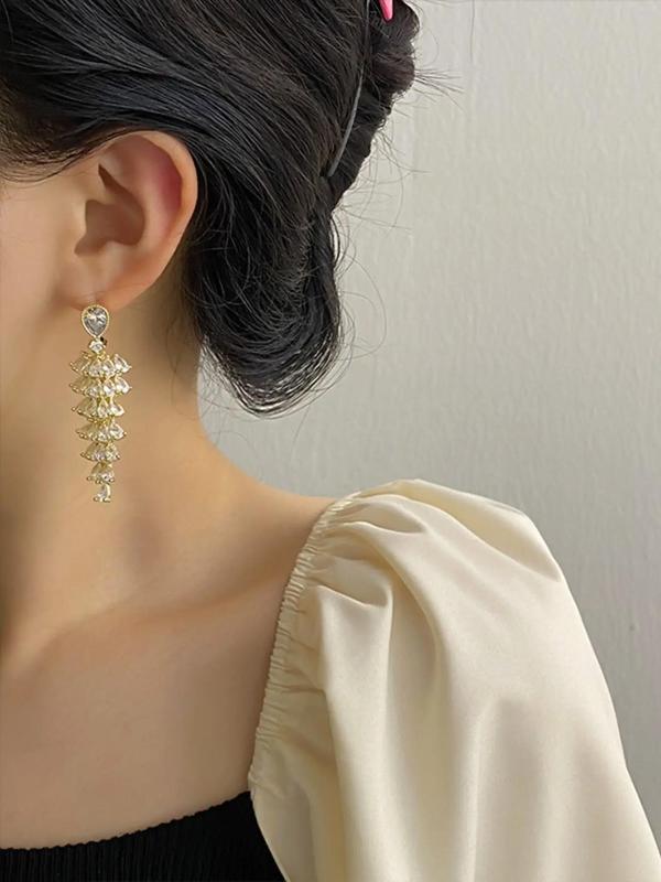 Women's Elegant Artificial Crystal Decor Dangle Earrings, Exquisite Trendy Drop Earrings, Fashionable Jewelry for Women for Daily & Party Decoration 6