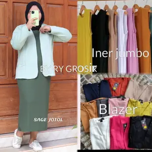 Setelan Jumbo Blazer + Iner Knit Bb 70-90 kg Panjang Scuba Wanita