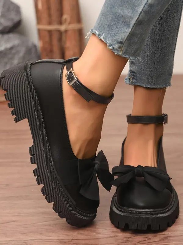 Women's Fashionable Bowknot Design Mary Jane Shoes, Casual Comfortable Round Toe Flat Shoes for Daily Wear, Lightweight Breathable Shoes for Women & Girls 1