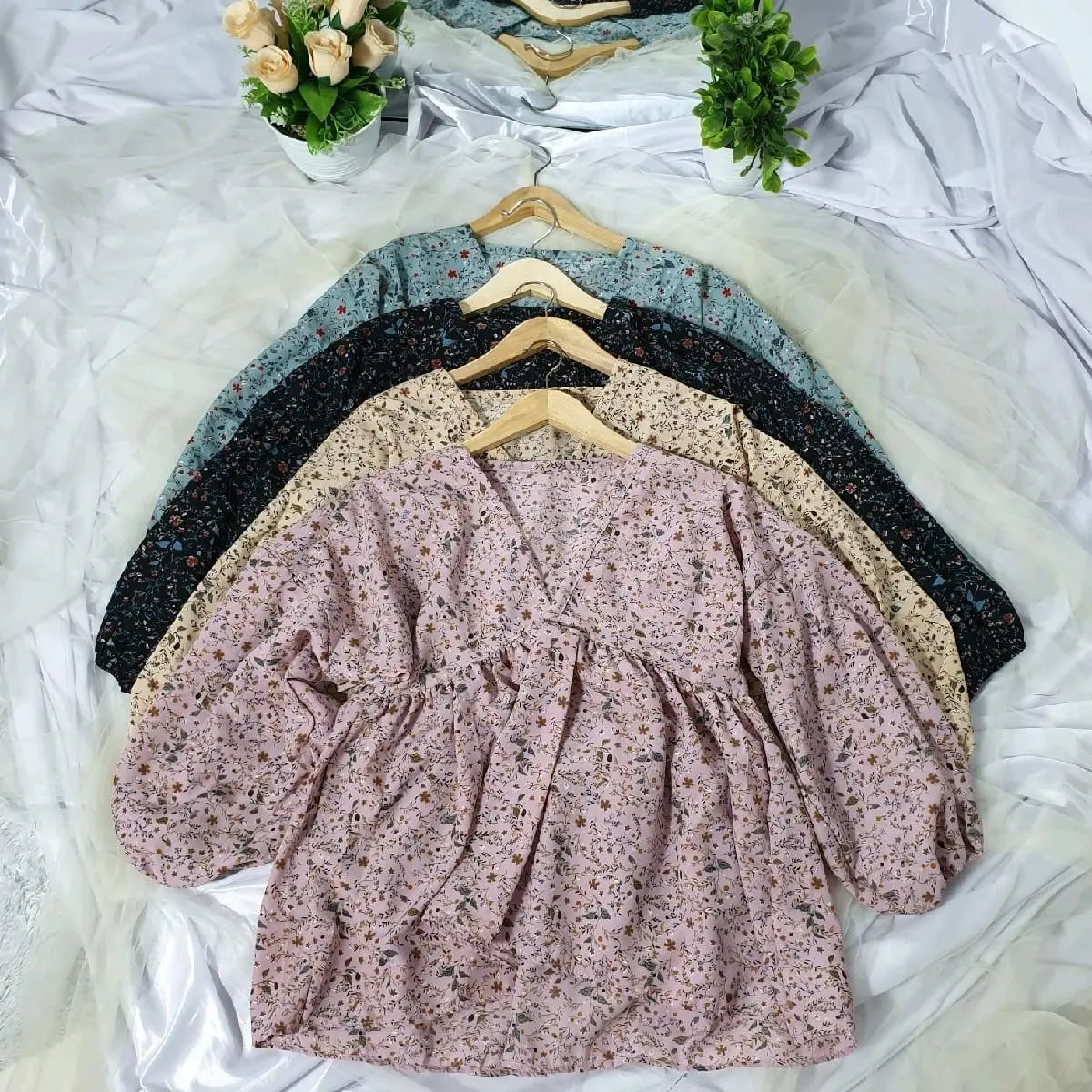 SESA BLOUSE Top KOREAN STYLE VINTAGE Wanita Atasan