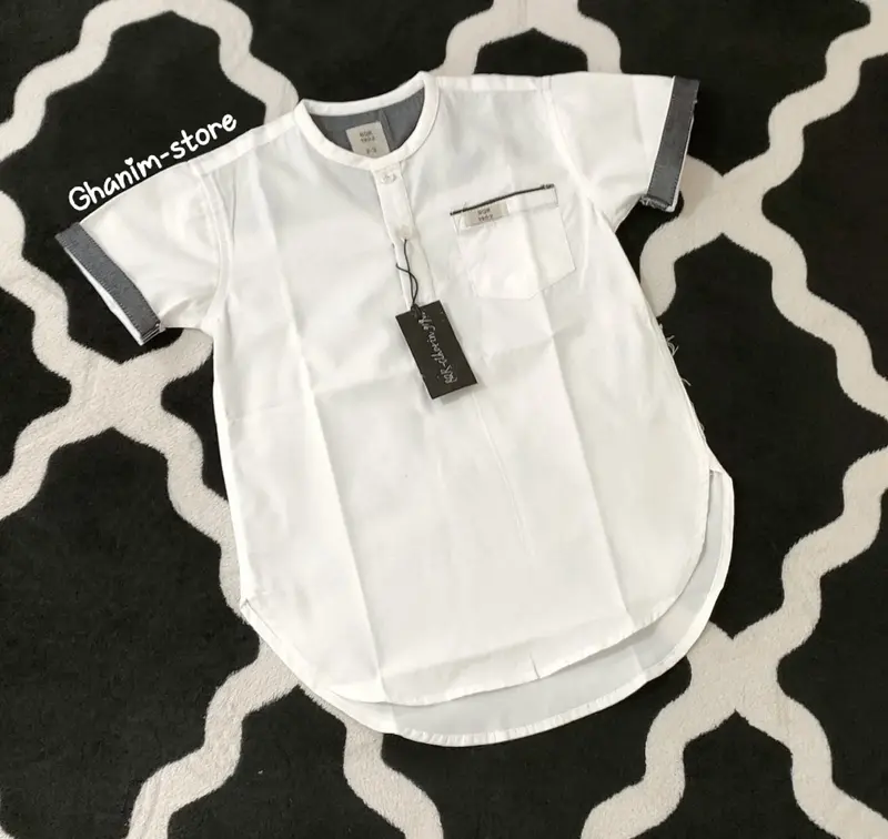 COD!! KOKO KURTA PAKISTAN ANAK LENGAN PENDEK POLOS Muslim Putih Katun 3