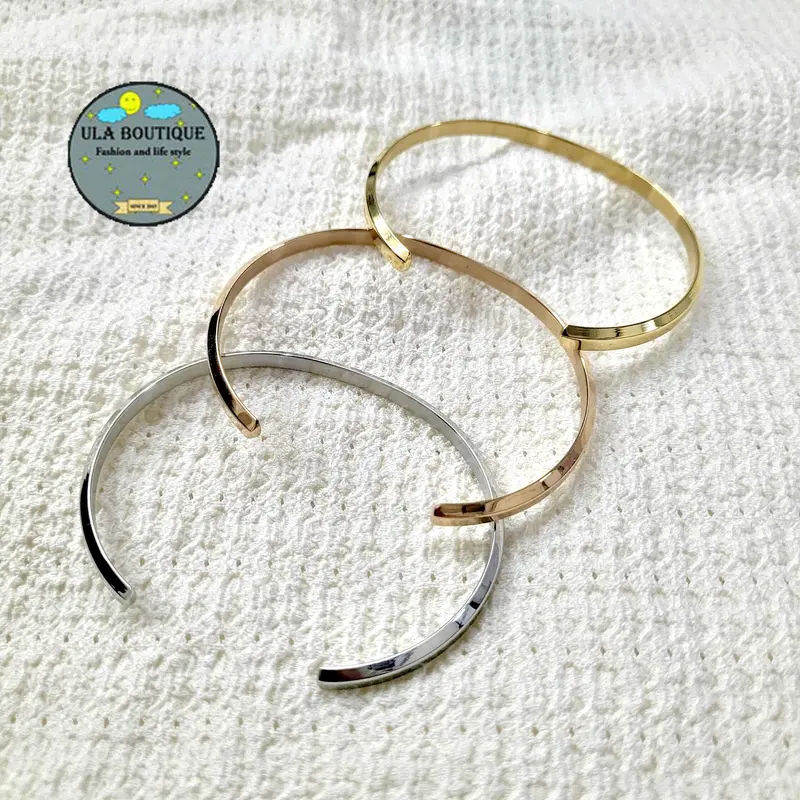 Vòng tay Cuff Titan Không gỉ Ulashop (Bản đẹp) Ver1 (KHÔNG KHẮC TÊN) CHƯA GỒM HỘP - Lắc tay đôi không gỉ tình yêu cho Nam Nữ VCF3 0