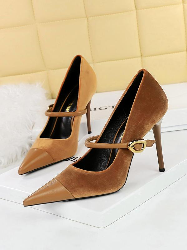 Women's Minimalist Temperament Solid Color Pointed Toe Stiletto Heels, Elegant Buckle Design High Heels for Party, Fashionable Heels for Women, Gift Ideas for Women Heelys, Shoes for Women 4