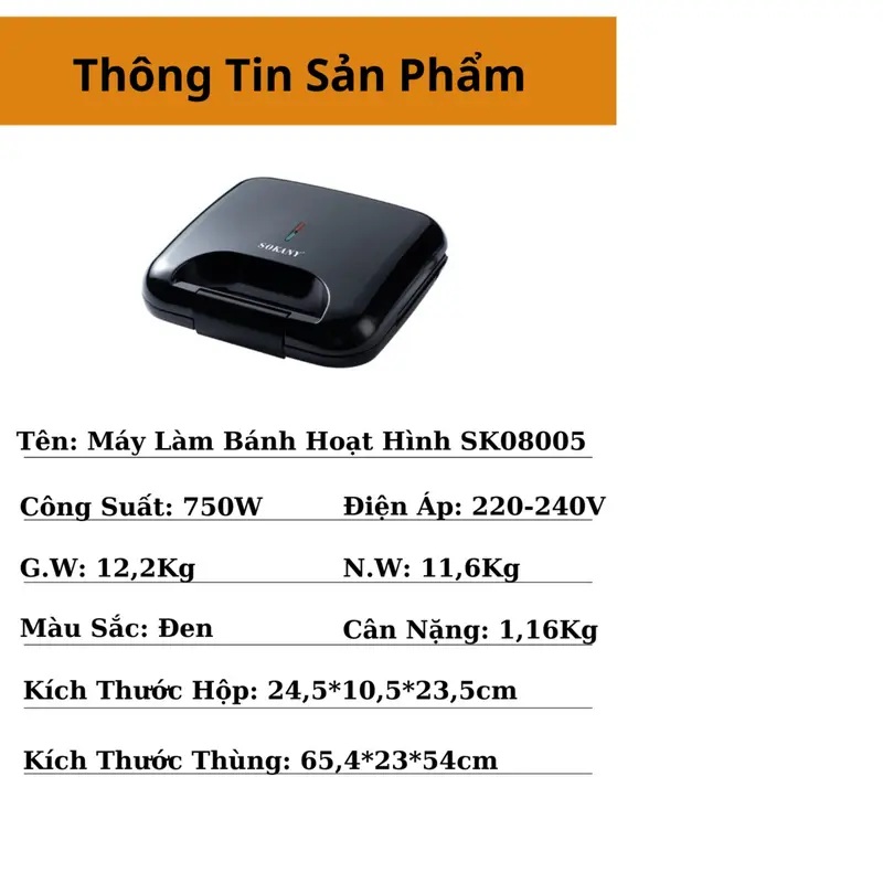 Máy làm bánh khuôn 6 hình động vật Máy làm bữa sáng cho bé sokany 08005, Máy làm bánh cho bé Voi 4