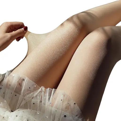 quantat  da chân ánh nhũ kim tuyến phát sáng Nữ, quần  tất 10D Quần Tất Tàng Hình Trong Suốt Thật Chân Quần Tất Siêu Mỏng Che Khuyết Điểm Chân