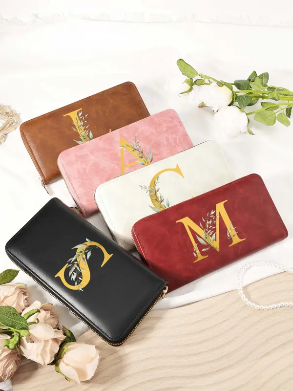 Women's Letter Pattern Long Wallet, Fashionable PU Leather Zipper Wallet for Daily Used, Casual Trendy Versatile High-quality Daily Wallet 4