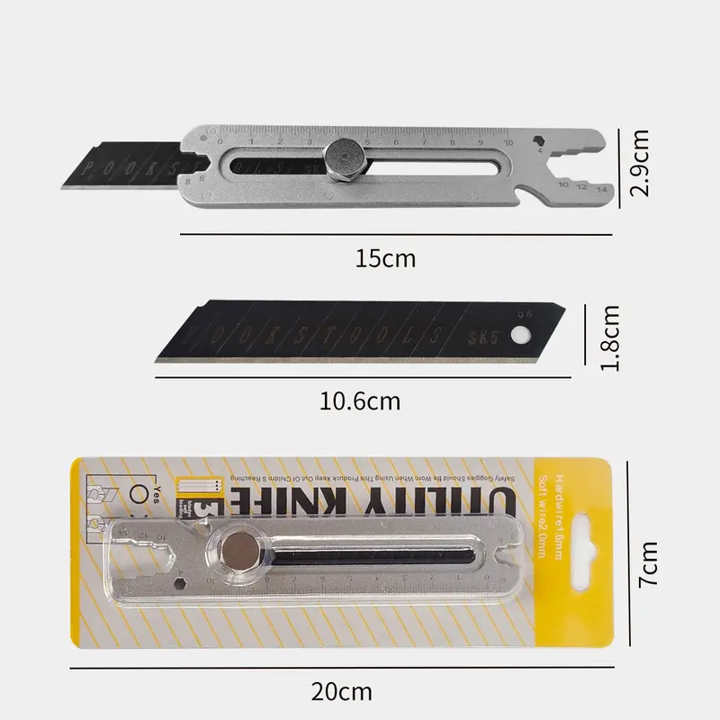 Dao rọc giấy đa năng cán thép cứng mạ sơn tĩnh điên - kiêm vặn ốc khui bia - Dụng cụ làm thủ công DIY bền bỉ trong công việc. 0