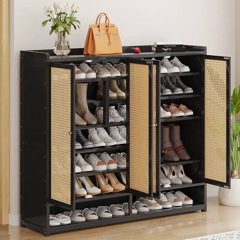 Tủ Giày Dép Bằng Gỗ Tre Tự Nhiên 7 Tầng 4 Cửa, Phong Cách Tân Cổ Điển Chống Mối Mọt Cao Cấp 1