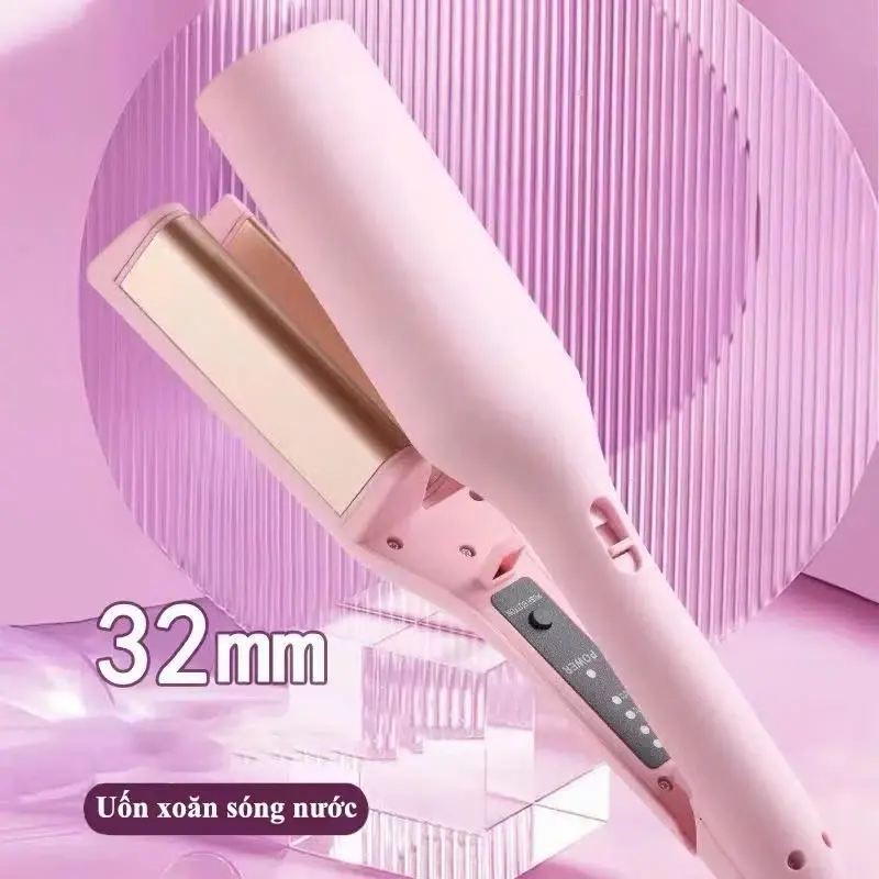 ￼Máy Uốn Tóc Xoăn Hippie Sóng Nước 32mm Chất Liệu Gốm Sứ Cao Cấp - Máy Dập Xù Làm Tóc Xoăn 32mm Tiện Lợi
