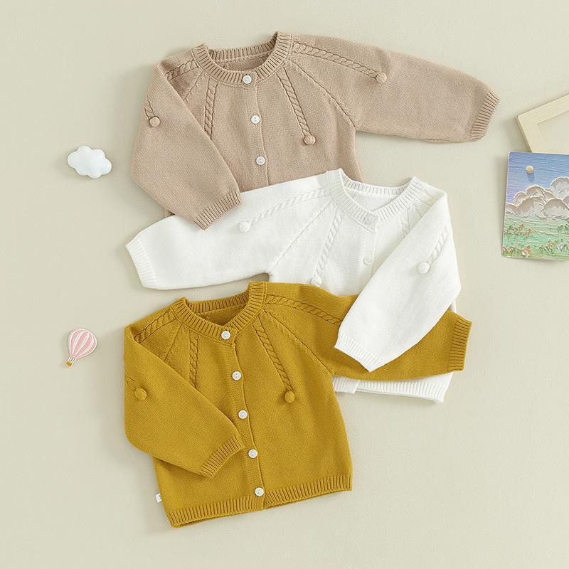 Product Introduction of Baby Knitted Cardigan Infant Solid Color V Neck Knit Crochet Button Sweater Winter Warm Long Sleeve Coat 43