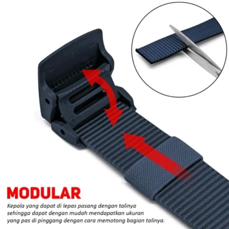 Sabuk Pria Dewasa Keren Bahan Kanvas Model Resleting Gesper Pengait 6