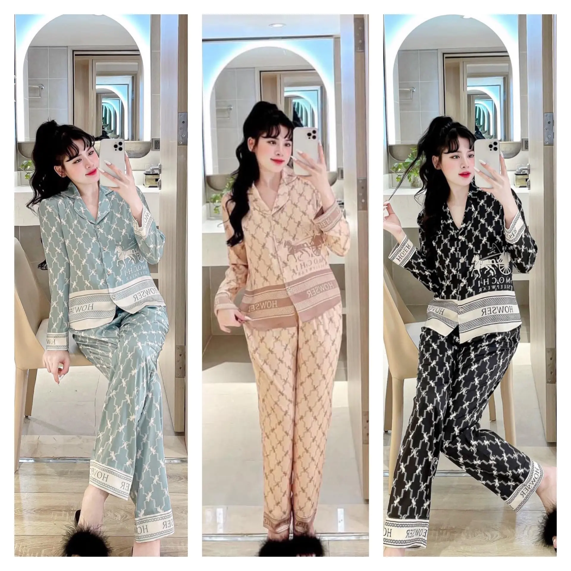 Bộ Đồ Pijama  Lụa Xước  bbrr