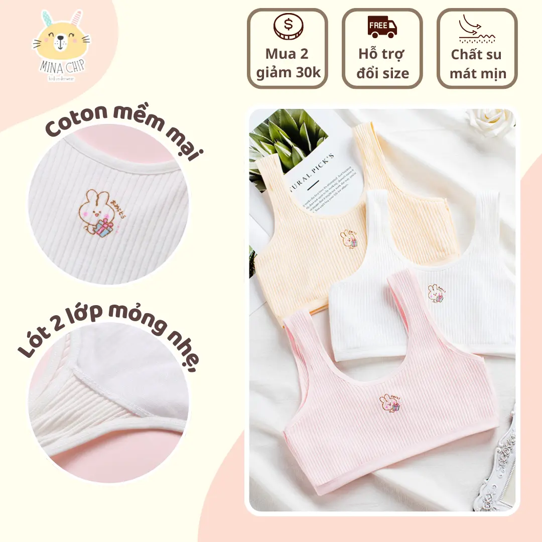 Áo lá học sinh cotton mềm mại, an toàn, thấm hút, thông hơi tốt, họa tiết xinh xắn, dễ thương Mina Chip A2