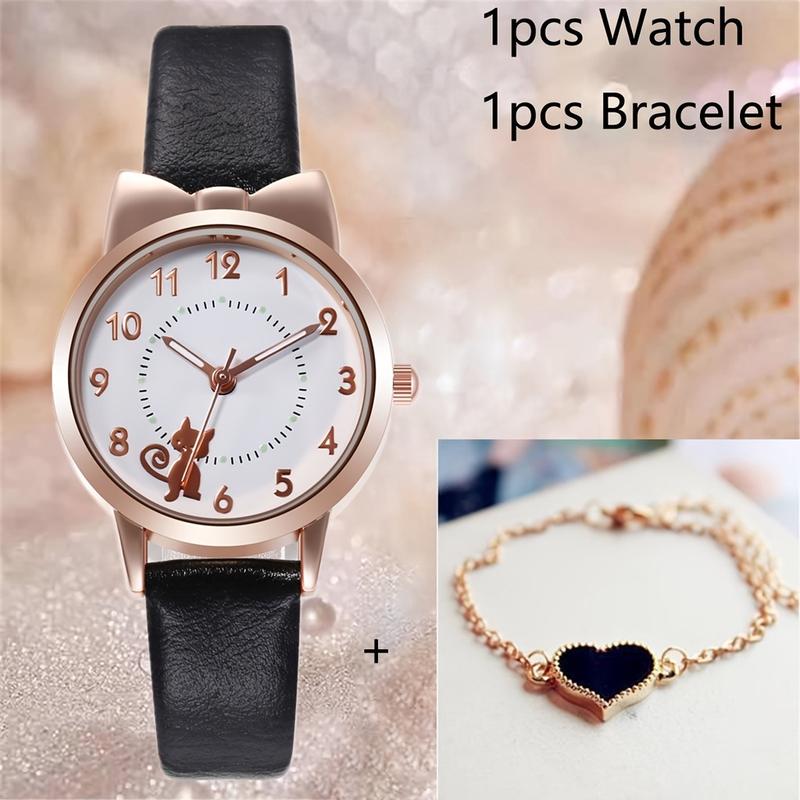 Product Introduction of Bộ Vòng Tay Đồng Hồ Học Sinh, Thời Trang Dễ Thương Hàn Quốc, Thiết Kế Hình Mèo Hoạt Hình Vỏ Sò 33