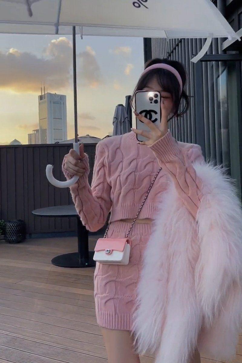 Product Introduction of Bộ Đồ Áo Len Dệt Kim, Phong Cách Người Nổi Tiếng Trên Internet Cùng Phong Cách, Dành Cho Nữ, Ôm Sát, Dày Dặn, Dài Tay, Thiết Kế Xoắn, Cạp Cao, Váy Bodycon, Bộ Hai Mảnh, Thích Hợp Cho Mùa Thu / Đông 13