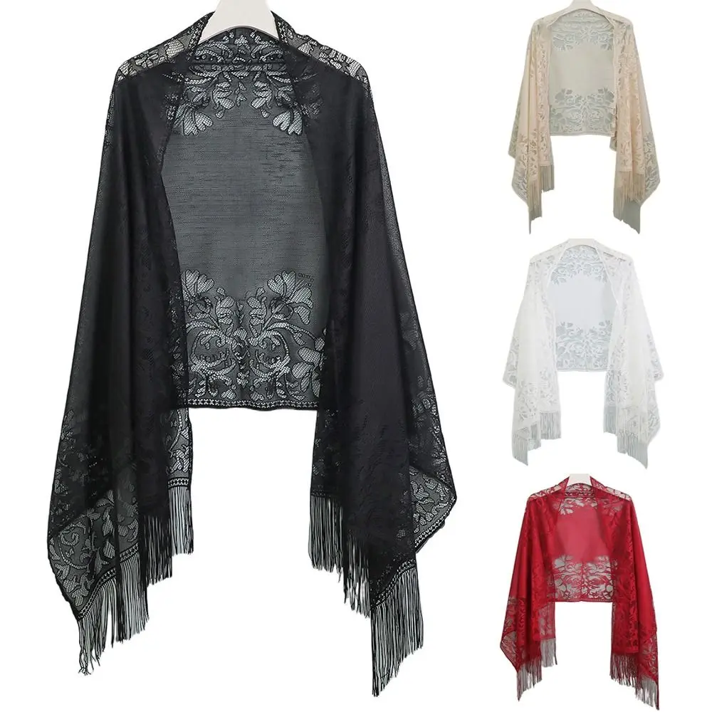 Cloak With Tassel Women Shawl Hollow Multicolored Wedding Bridal Shawl Fashion Scarf Party