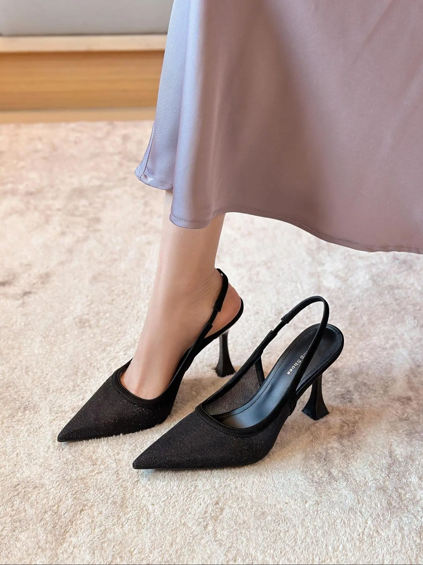 Women's Solid Color Pointed Toe High Heel Shoes, Elegant Fashionable Heels for Party, Daily Clothing Decor, Back Empty Versatile Shoes for Women, Footwear