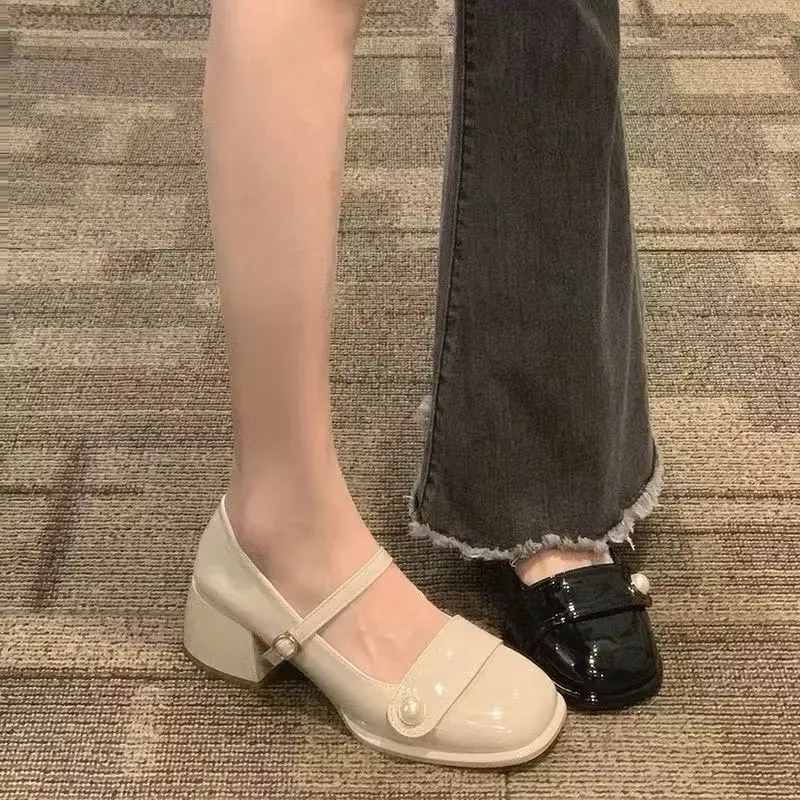 ￼[ SIZE 40-41-42] Giày cao gót da bóng vintage 5cm BIGSIZE 7
