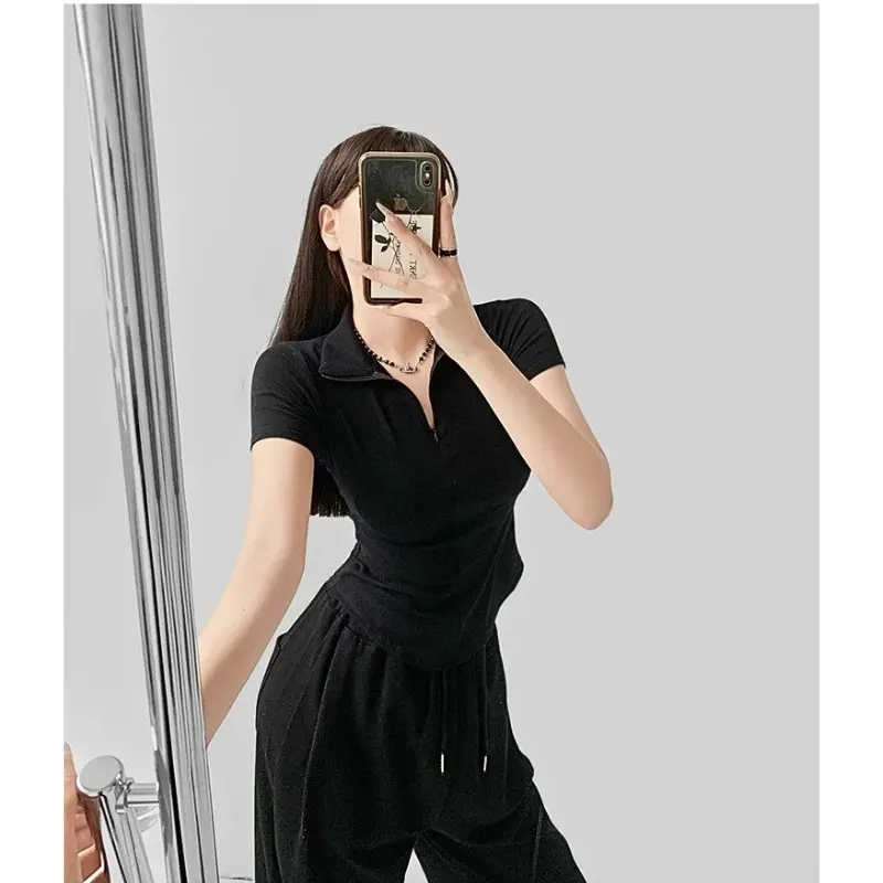 40-105KG Áo Polo Khóa Kéo Cổ Vạt Bầu Tạo Eo Thon Cho Nàng Bigsize Top Women Voi Nhung Jean 6