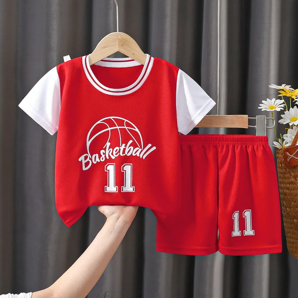 Summer Children's Basketball Wear Suit Boys and Girls Sports Quick-Drying Top Middle and Big Children's Sleeveless Shorts Two-Piece Vest