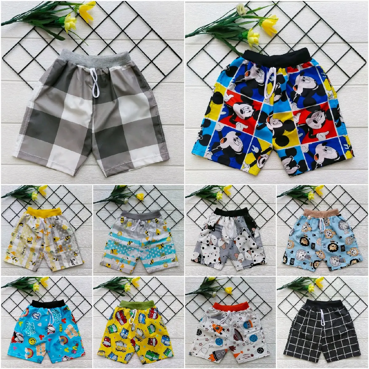 Celana pendek anak bermotif bahan poly catra