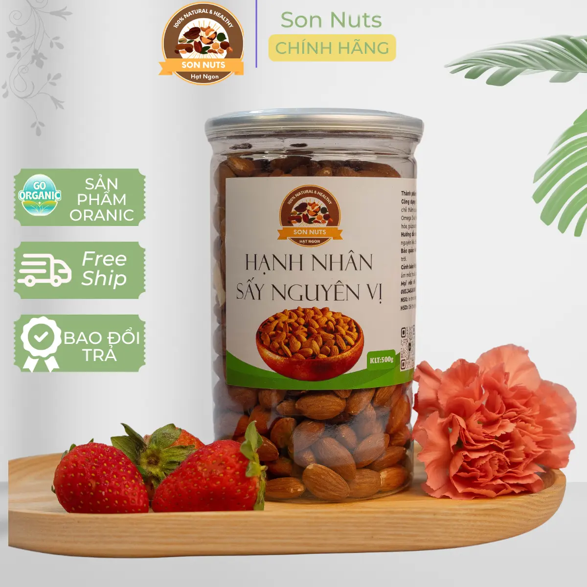 Hạt Hạnh Nhân Sấy Nguyên Vị Son Nuts 500g - Giòn Ngon Tự Nhiên - Ăn Liền Tiện Lợi - Thực Phẩm Dinh Dưỡng - Ngon - Chất lượng Snack Ăn Vặt Food