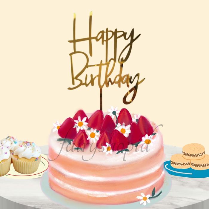 Topper Puding Promo Topper Kue Akrilik Ulang Tahun Tulisan Happy Birthday Polos ...