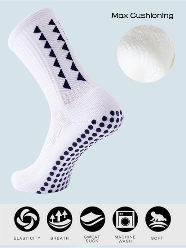 Men's Geometric Pattern Crew Socks, Casual Comfy Breathable Non-slip Socks for Football Basketball Running, Fashion Men Socks 1