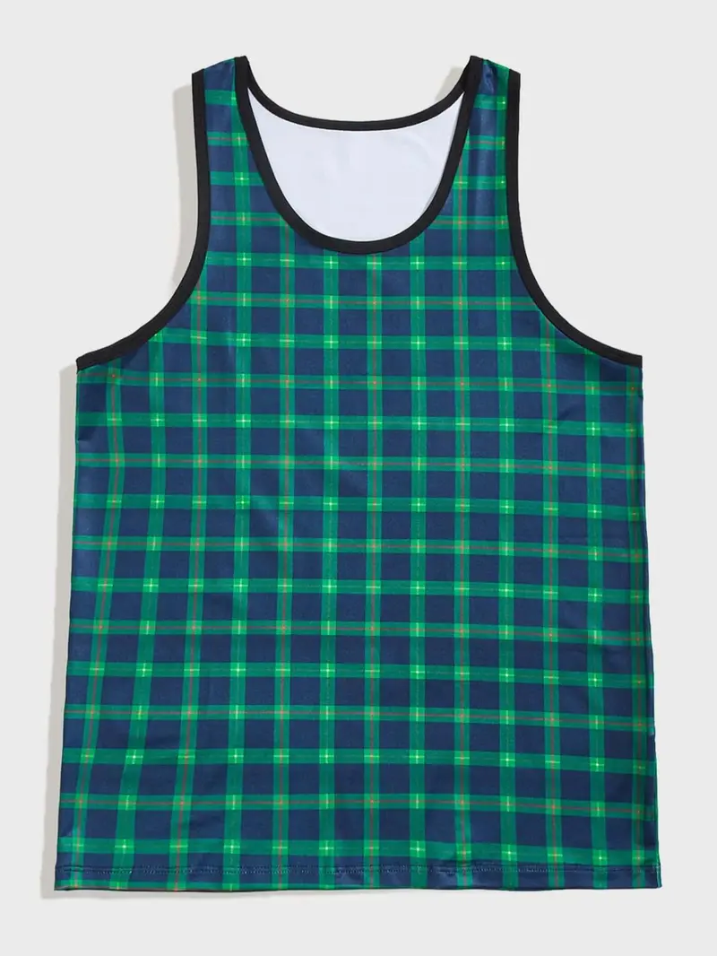 Product Introduction of Men's Plaid Print Tank Top, Regular Fit Casual Comfy Sleeveless Top for Daily Wear, Men's Clothes for All Seasons 1