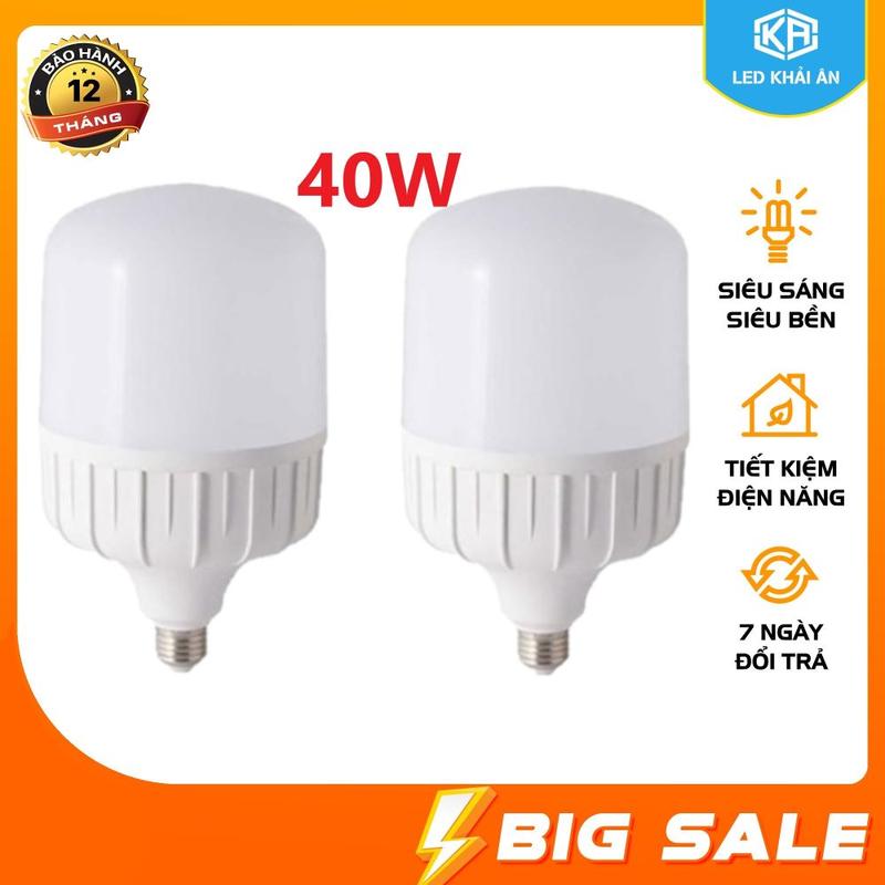 Bộ 2 Bóng đèn Led trụ 40W đuôi E27 siêu sáng - tiết kiệm điện (Trắng)